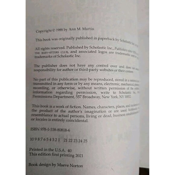 Stacey's Mistake the Baby-Sitters Club #18 by Ann M. Martin 2021 Paperback - Picture 6 of 7